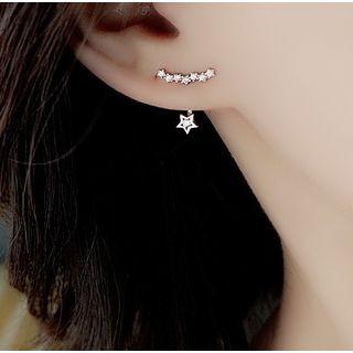 925 Sterling Silver Rhinestone Star Swing Earring 1 Pcs - Silver - One Size
