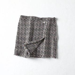 Tweed Wrap A-line Skirt