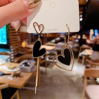 Heart Alloy Asymmetrical Fringed Earring