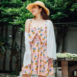 Set: Dotted Swim Dress + Cover Up