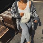 V-neck Boxy Argyle Knit Cardigan