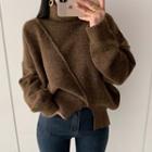 Turtleneck Front-slit Sweater