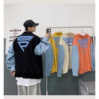 Paneled Lettering Shirt Jacket