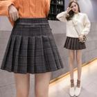 Plaid Woolen Pleated Skirt