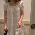 Short-sleeve Ruffle Trim Mini Dress White - One Size