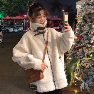 Fleece Zip Coat Off-white - One Size