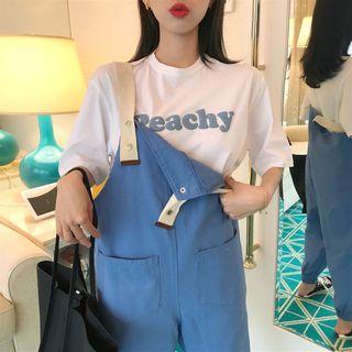 Loose-fit Jumper Pants / Lettering Short-sleeve T-shirt