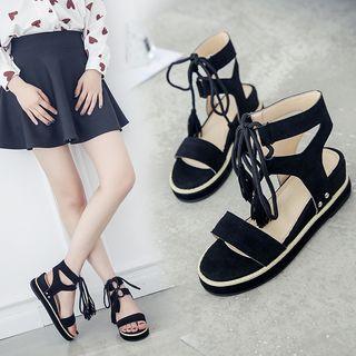 Tassel Faux Suede Platform Sandals