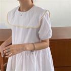 Balloon-sleeve Pintuck A-line Dress