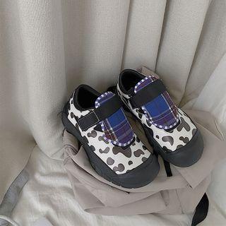 Cow Print Adhesive Strap Platform Sneakers