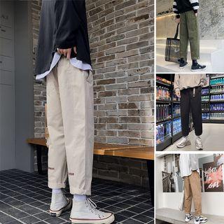 High-waist Tie Accent Letter Printed Pants