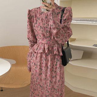 Puff-sleeve Floral Print Ruffled A-line Dress (various Designs)