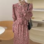 Puff-sleeve Floral Print Ruffled A-line Dress (various Designs)
