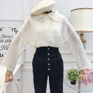 Lightweight Open-knit Polo Shirt