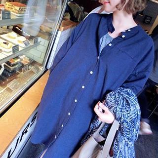 Shirt Dress Dark Blue - One Size