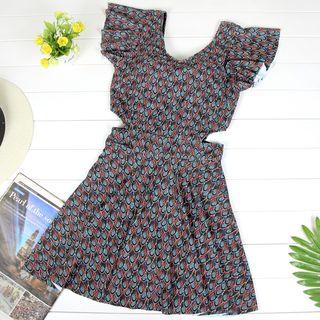 Cutout Ruffle Floral Swim Dress