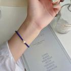 Beaded Bracelet 1pc - Single Layer - Blue & Gold & White - One Size