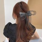 Houndstooth Ribbon Hair Clip Hair Clip - Bow - Lace - Houndstooth - Black & White - One Size