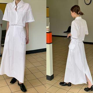 Cargo-pocket A-line Maxi Skirt