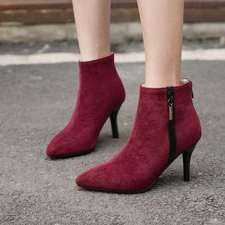 Zip-up Pointy High Heel Ankle Boots