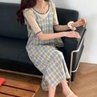 Plaid Suspender Maxi Skirt As Shown In Figure - One Size