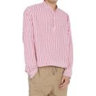 Plus Size Mandarin-collar Striped Shirt