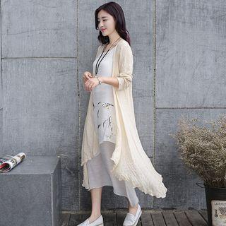 Set: Short-sleeve Dress + Long Cardigan