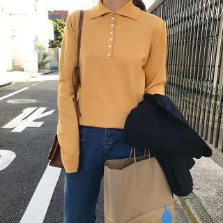 Polo Neck Knit Top