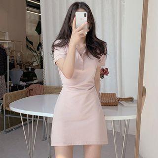 Short-sleeve Collar Mini T-shirt Dress