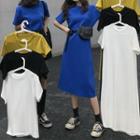 Plain Short-sleeve T-shirt Dress / Midi Dress