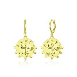 Simple Fashion Plated Gold Virgin Round Earrings Golden - One Size