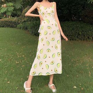 Set: Avocado Print Camisole + Midi A-line Skirt