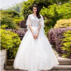 Lace Applique Embellished Wedding Dress