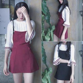 Set: 3/4-sleeve Knit Pullover + Jumper Dress
