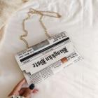 Newspaper Print Crossbody Bag As Shown In Figure - One Size