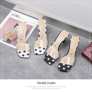 Dotted High-heel Slide Sandals