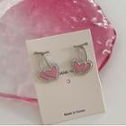 Heart Alloy Earring 1 Pair - Silver & Pink - One Size