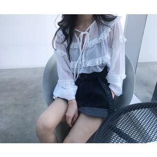 Ruffle Lace Sheer Blouse