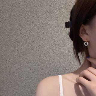 Rhinestone Hoop Alloy Dangle Earring E1626 - 1 Pair - Gold - One Size