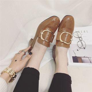 Block Heel Buckle Loafers