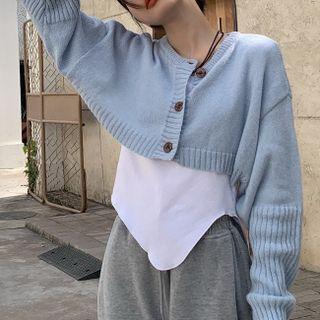 Cropped Cardigan / Plain Top