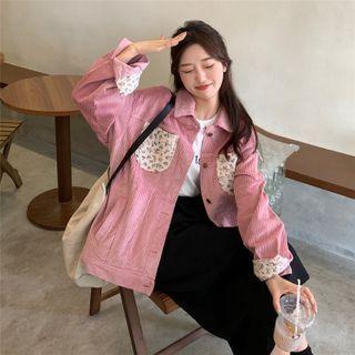 Floral Print Corduroy Shirt Jacket