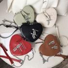 Chain Heart Zip Crossbody Bag
