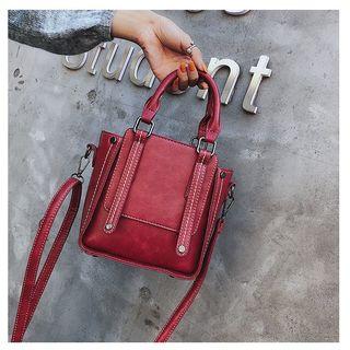 Faux Leather Double Strap Crossbody Bag