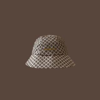 Embroidered Lettering Patterned Bucket Hat