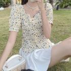 Short-sleeve Floral Shirt Yellow - One Size