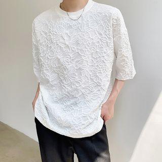 Relief Pattern Oversized Top