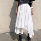 Irregular Hem Midi A-line Skirt