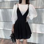 Plain Loose-fit Blouse / Slim-fit Sleeveless Dress