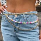 Layered Beaded Chain Belt Gold - One Size